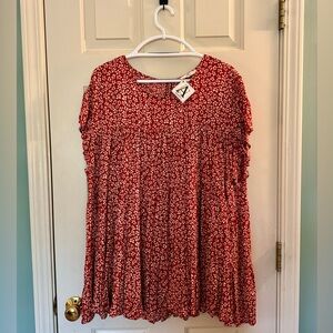 Cherry red floral dress, tags still on (size 1x)